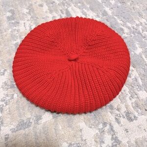 Janie and Jack red knit beret hat